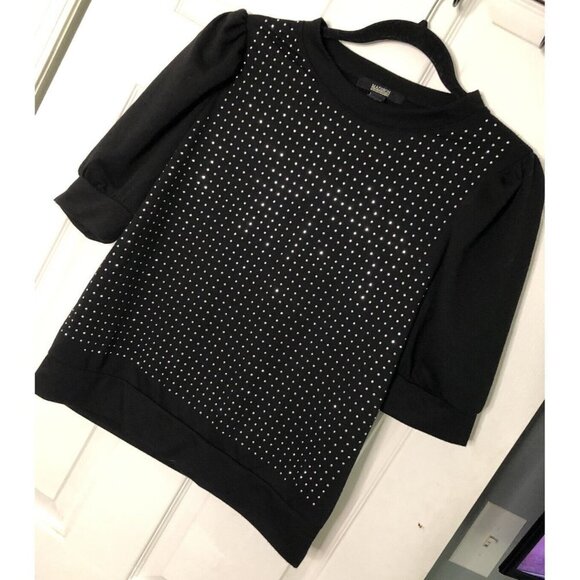 Madison 3/4  puffy sleeve studded sweatshirt style top size medium - Picture 2 of 12